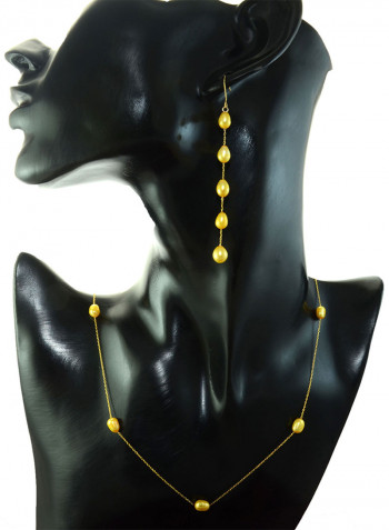 18 Karat Gold Pearls 2 Piece Jewellery Set