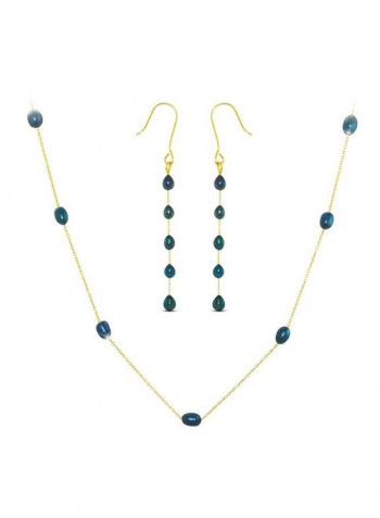 2-Piece 18 Karat Gold Pearl Studded Jewellery Set