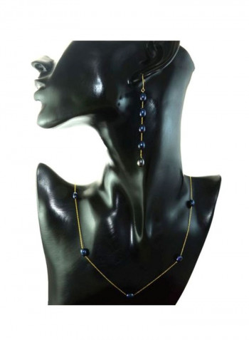 2-Piece 18 Karat Gold Pearl Studded Jewellery Set