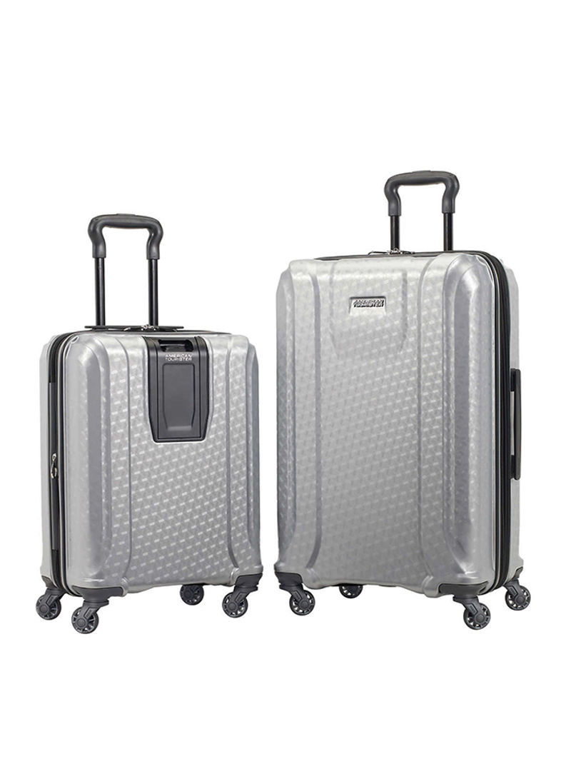 2-Piece Fender Hardside Trolley Luggage Set With USB Outlet Silver