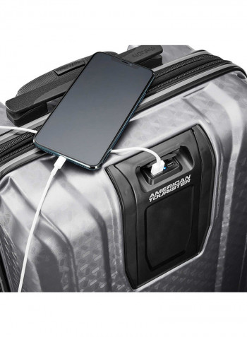 2-Piece Fender Hardside Trolley Luggage Set With USB Outlet Silver