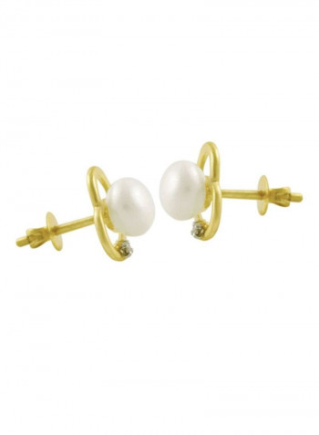 18 Karat Gold Diamonds And Pearls Heart Earrings