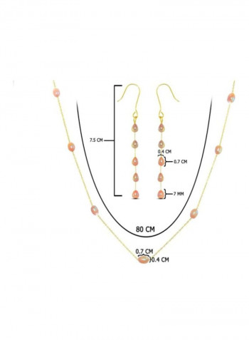 3-Piece 18 Karat Gold Plated Pearl Studded Jewellery Set