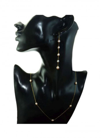 3-Piece 18 Karat Gold Plated Pearl Studded Jewellery Set