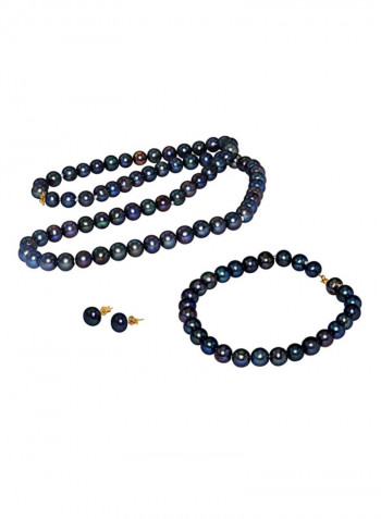 18K Gold Pearl Strand Jewellery Set