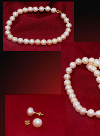 18K Gold Pearl Strand Jewellery Set