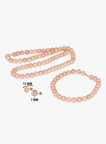 18K Gold Pearl Strand Jewellery Set