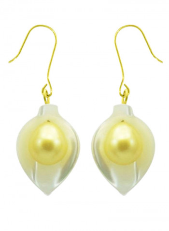 Set of 2 18 Karat Gold Calla Lily Mother Of Pearl Earrings and Bracelet