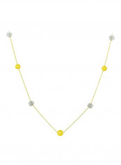 18 Karat Gold Built-In Crystal Ball And Pearl Necklace