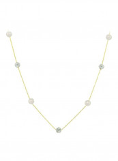 18 Karat Gold Crystal Ball And Pearl Studded Necklace