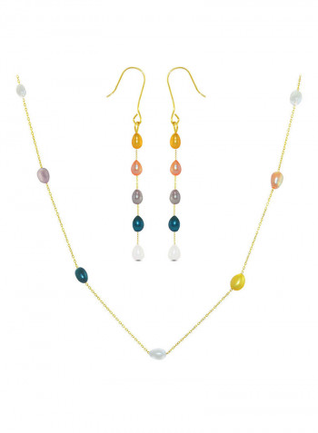 18 Karat Gold Pearls 2 Piece Jewellery Set