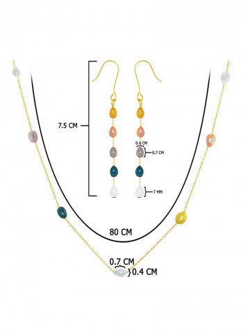 18 Karat Gold Pearls 2 Piece Jewellery Set