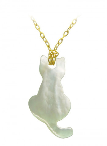 18K Gold Kitty Back Mother of Pearl Necklace