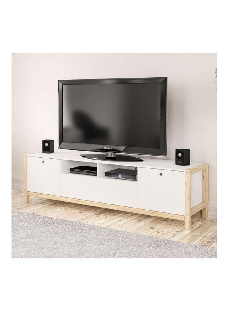 Adler 2-Door Low TV Unit With Drawer For TVs Up To 70 Inche White 180 x 45.4cm