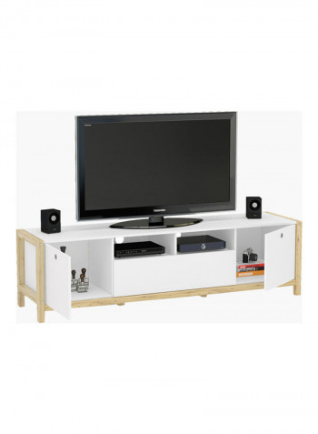 Adler 2-Door Low TV Unit With Drawer For TVs Up To 70 Inche White 180 x 45.4cm