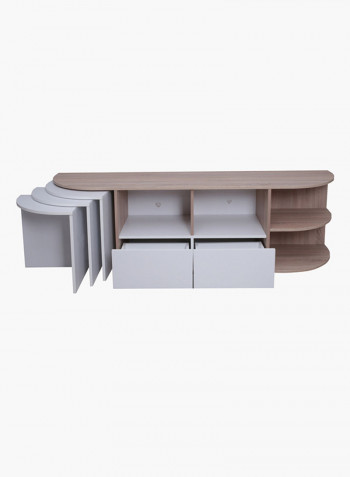 2-Drawer And 3-Nesting Tables Tv Unit For Up To 65 Inches Multicolour 200centimeter