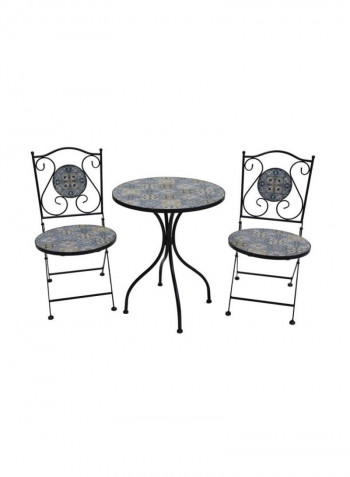 طقم أثاث جليزي للشرفة مكون من 3 قطع أسود/ أزرق/ أصفر Chair (92x37x37), Table (72x60x60)سم