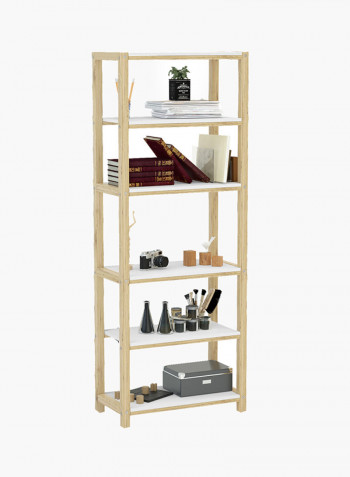 Bahamas 6-Shelve Bookcase Beige/White 180x68x35centimeter