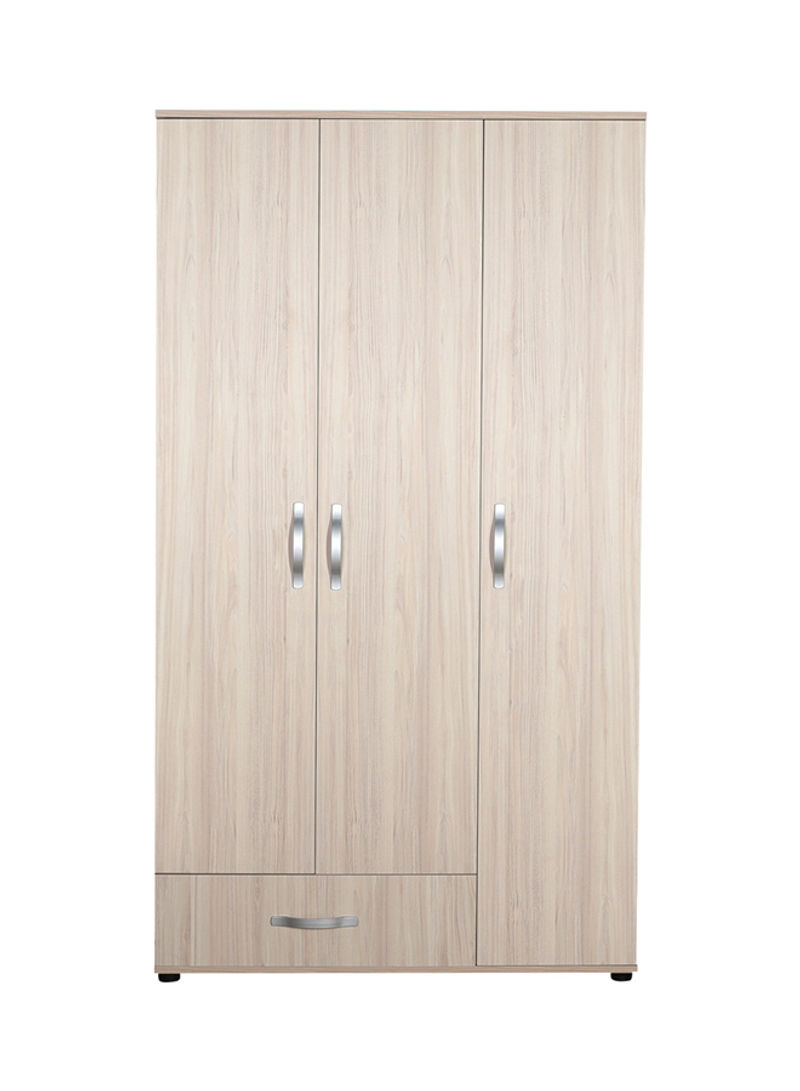 3-Door Wardrobe With Drawer Beige 103 x 187 x 52centimeter