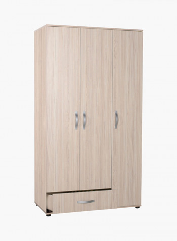 3-Door Wardrobe With Drawer Beige 103 x 187 x 52centimeter