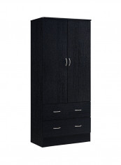Double Door Wardrobe Armoire Black 190x80x42centimeter