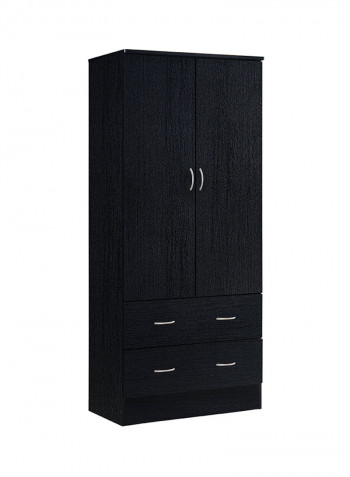 Double Door Wardrobe Armoire Black 190x80x42centimeter