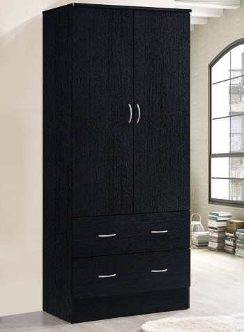 Double Door Wardrobe Armoire Black 190x80x42centimeter