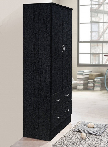 Double Door Wardrobe Armoire Black 190x80x42centimeter