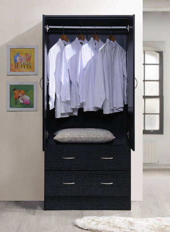 Double Door Wardrobe Armoire Black 190x80x42centimeter