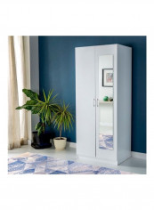 Como 2-Door Wardrobe With Mirror White 190 x 77 x 59cm