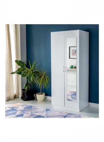 Como 2-Door Wardrobe With Mirror White 190 x 77 x 59cm