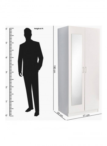 Como 2-Door Wardrobe With Mirror White 190 x 77 x 59cm