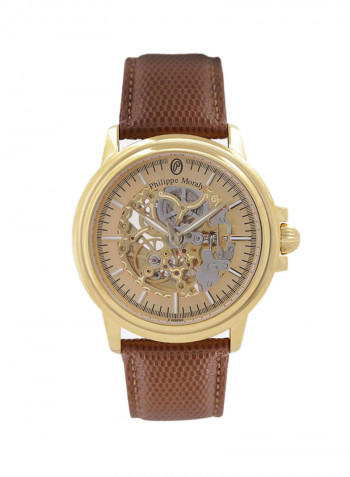 Men's Leather Analog Watch LA1777GGO