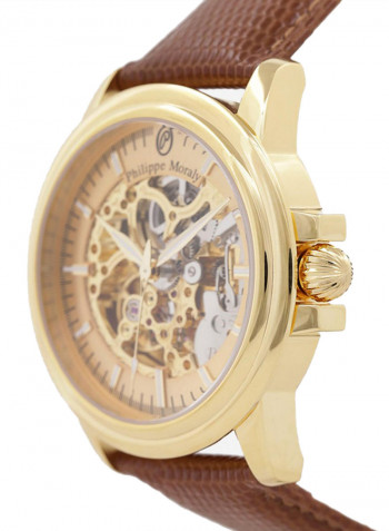 Men's Leather Analog Watch LA1777GGO