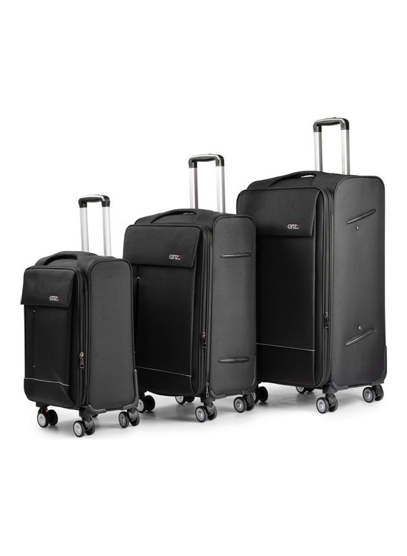 3-Piece Drift Expandable Softside Luggage Trolley Set Black