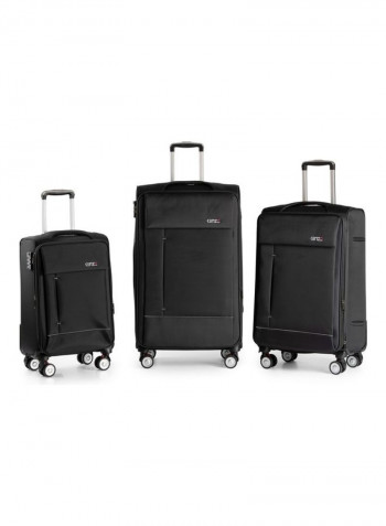 3-Piece Drift Expandable Softside Luggage Trolley Set Black
