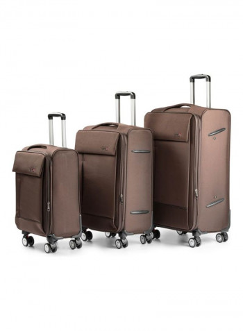 3-Piece Drift Expandable Softside Luggage Trolley Set Brown