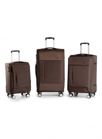 3-Piece Drift Expandable Softside Luggage Trolley Set Brown