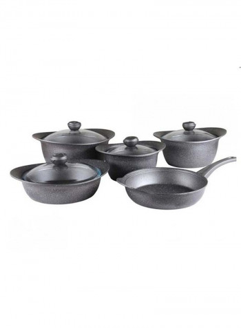 9-Piece Oven Safe Granite Cookware Set Grey