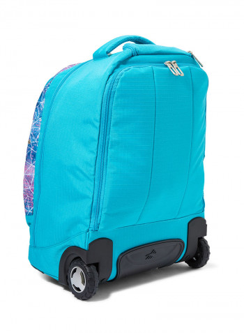 6 Piece Tactic Wheeled Luggage Set Sequin Facet/Bluebird/White