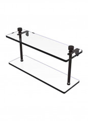 Foxtrot Collection Two Tiered Glass Shelf Clear/Black 16inch