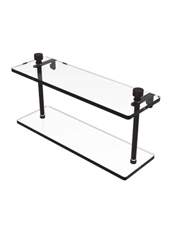 Foxtrot Collection Two Tiered Glass Shelf Clear/Black 16inch