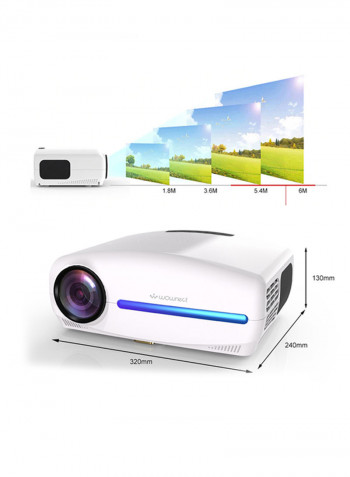 Native 1080P Full HD LED Projector S2 White
