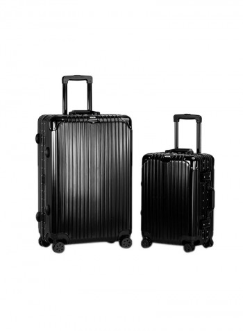 2-Piece Pebble Aluminium Frame Ultra-Light Hardside Expandable Built-In TSA Lock Zipperless Luggage With Spinner Wheels Black