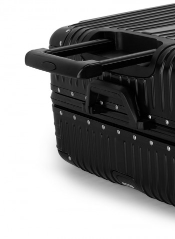 2-Piece Pebble Aluminium Frame Ultra-Light Hardside Expandable Built-In TSA Lock Zipperless Luggage With Spinner Wheels Black