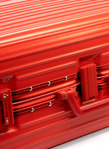 2-Piece Pebble Aluminium Frame Ultra-Light Hardside Expandable Built-In TSA Lock Zipperless Luggage With Spinner Wheels Red