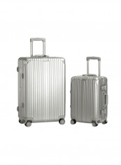 2-Piece Pebble Aluminium Frame Ultra-Light Hardside Expandable Built-In TSA Lock Zipperless Luggage With Spinner Wheels Silver