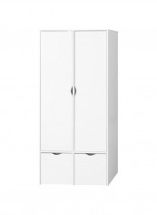 Cody 2-Door Wardrobe With 2-Drawers White 49x176x80centimeter