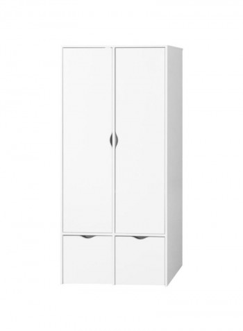 Cody 2-Door Wardrobe With 2-Drawers White 49x176x80centimeter