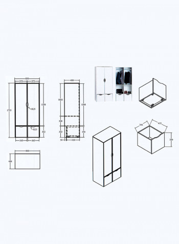 Cody 2-Door Wardrobe With 2-Drawers White 49x176x80centimeter